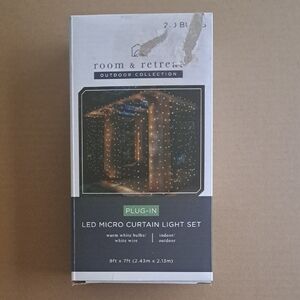 Room & Retreat Outdoor Collection Micro Curtain Light Set Indoor/Outdoor